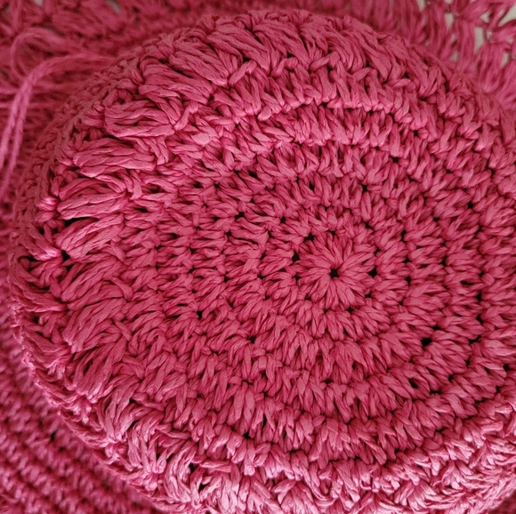 Panama Jack Woman’s Pink Floppy Straw Sun Hat Toyo Straw with bow tie, NEW - Picture 8 of 13